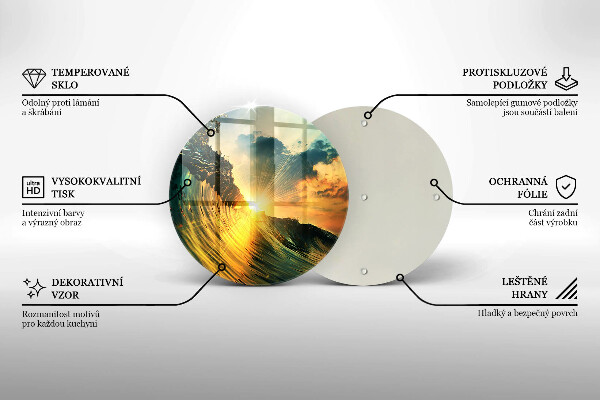 Üveg vágódeszka Hullám és naplemente