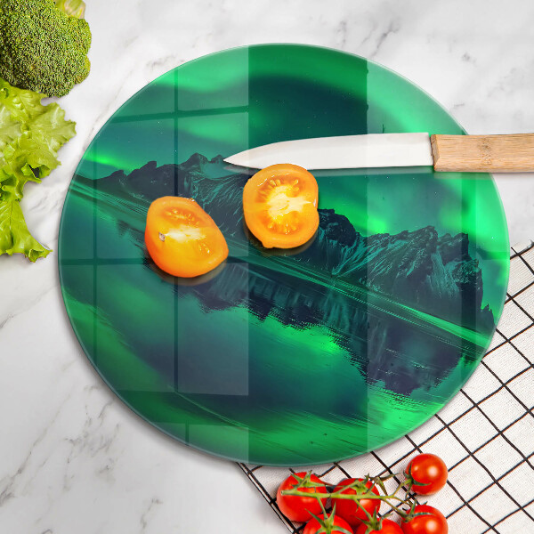 Üveg vágódeszka Északi fény táj