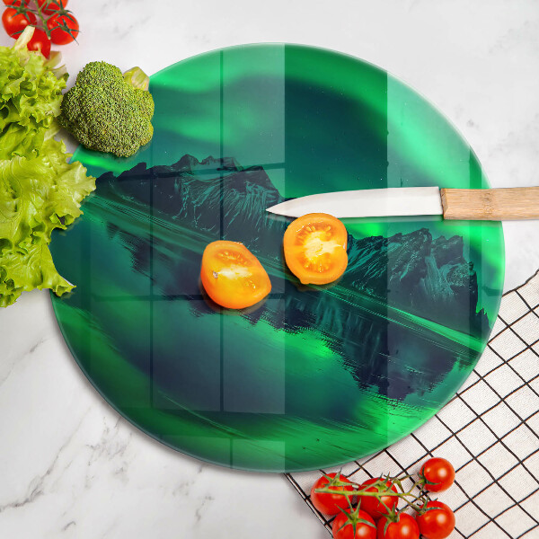 Üveg vágódeszka Északi fény táj
