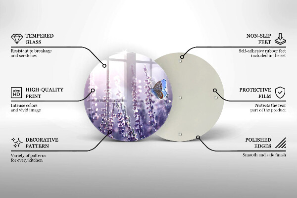 Üveg vágódeszka Vadvirágok és a pillangó