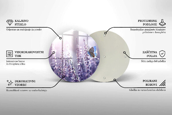 Üveg vágódeszka Vadvirágok és a pillangó
