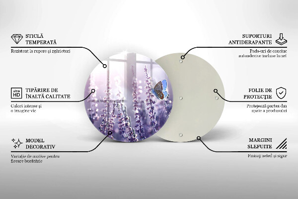 Üveg vágódeszka Vadvirágok és a pillangó