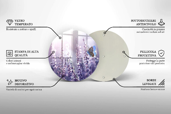Üveg vágódeszka Vadvirágok és a pillangó