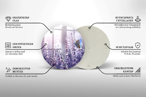 Üveg vágódeszka Vadvirágok és a pillangó