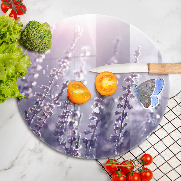 Üveg vágódeszka Vadvirágok és a pillangó