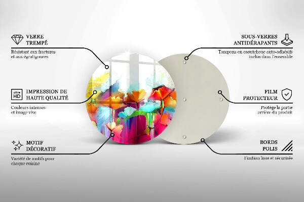 Üveg vágódeszka Festett virágok