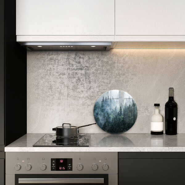 Üveg vágódeszka Erdei fák és köd