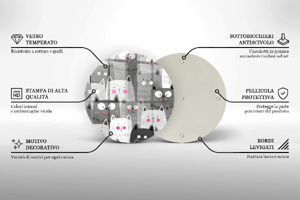 Üveg vágódeszka Macskák illusztráció