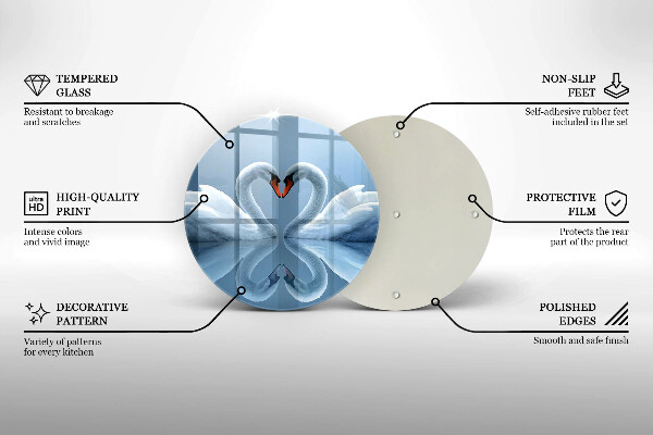 Üveg vágódeszka Két hattyúszív