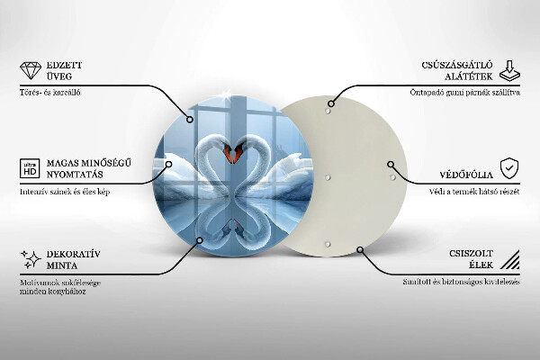 Üveg vágódeszka Két hattyúszív