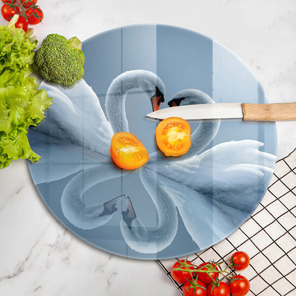 Üveg vágódeszka Két hattyúszív