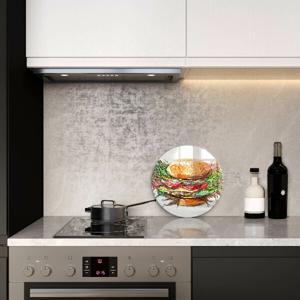 Üveg vágódeszka Hamburger rajz