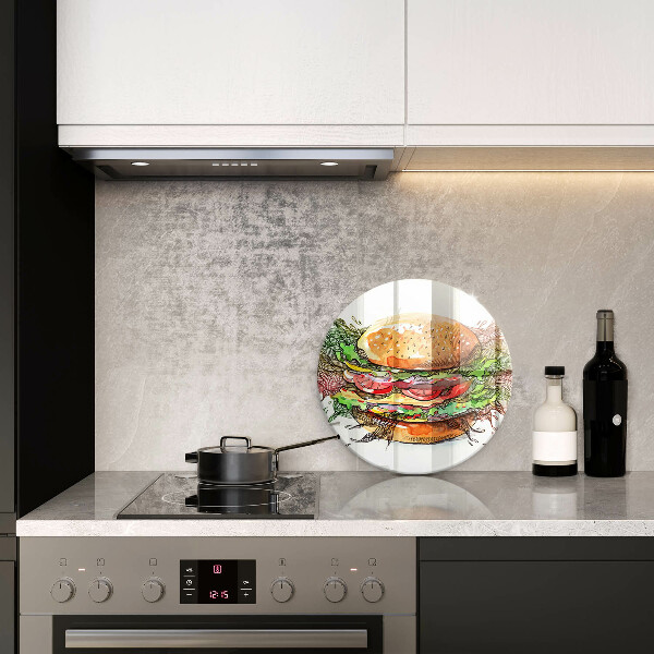 Üveg vágódeszka Hamburger rajz