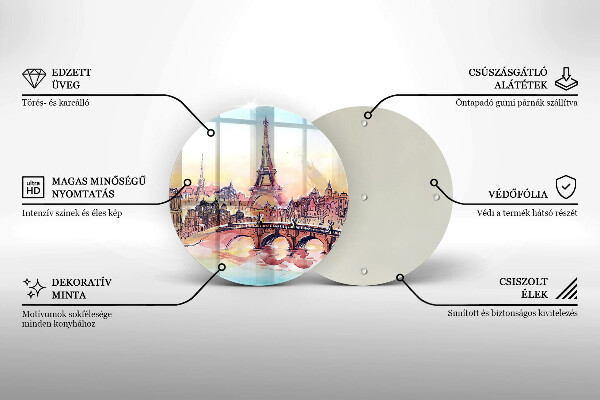 Üveg vágódeszka Párizs Eiffel-torony tája