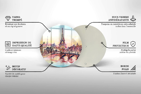 Üveg vágódeszka Párizs Eiffel-torony tája