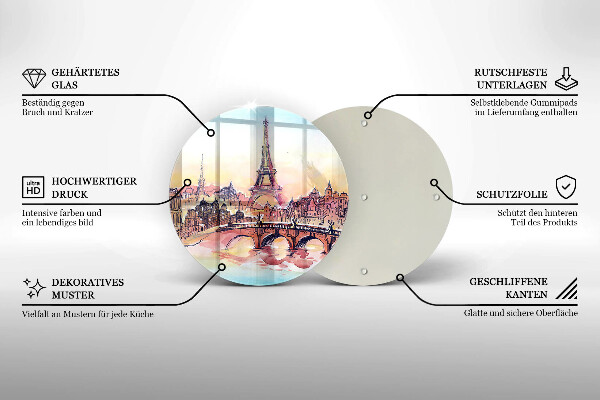 Üveg vágódeszka Párizs Eiffel-torony tája