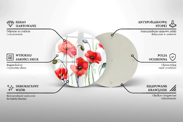 Üveg vágódeszka Piros pipacs virágok