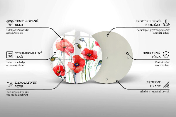 Üveg vágódeszka Piros pipacs virágok