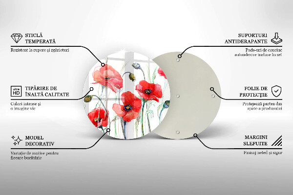 Üveg vágódeszka Piros pipacs virágok
