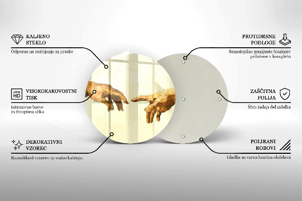 Üveg vágódeszka Ádám kezeinek teremtése