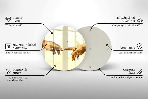 Üveg vágódeszka Ádám kezeinek teremtése