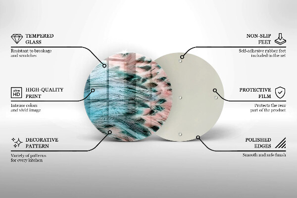 Üveg vágódeszka Boho madártollak