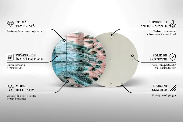 Üveg vágódeszka Boho madártollak