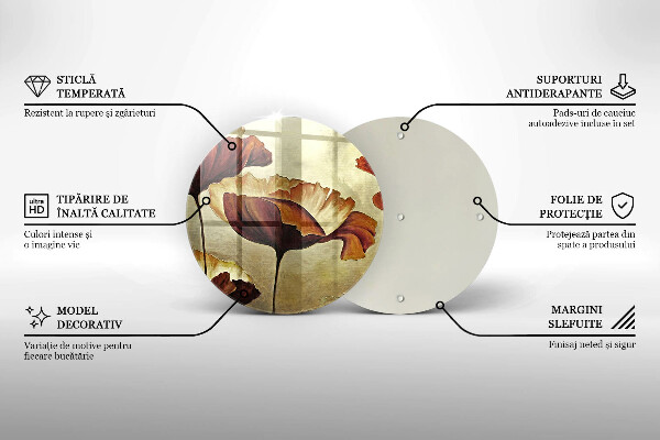 Üveg vágódeszka Festett boho virágok