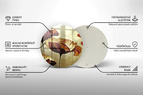 Üveg vágódeszka Festett boho virágok