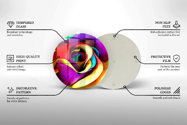 Üveg vágódeszka Színes rózsaszirom