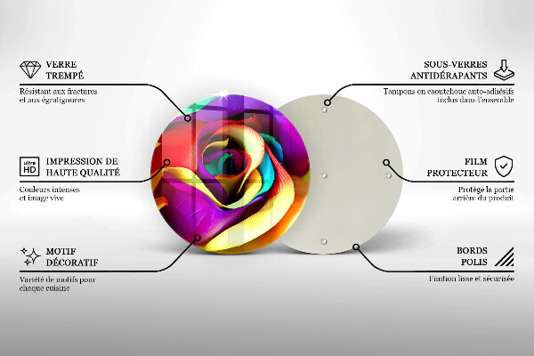 Üveg vágódeszka Színes rózsaszirom