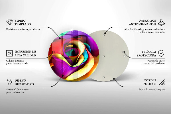 Üveg vágódeszka Színes rózsaszirom