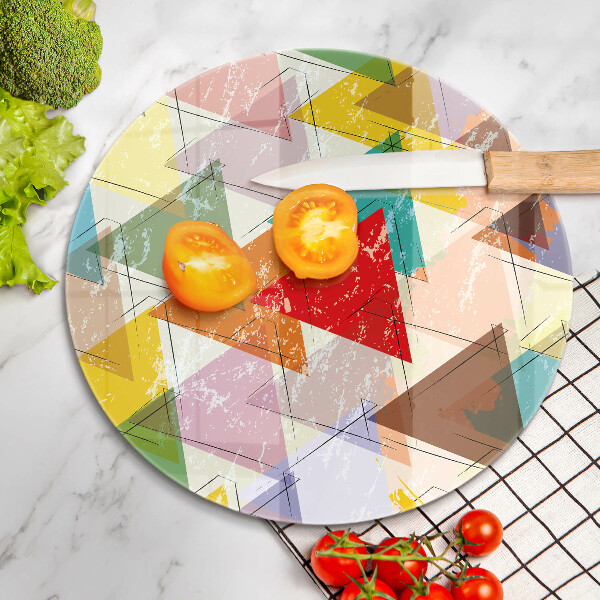 Üveg vágódeszka Festett háromszögek