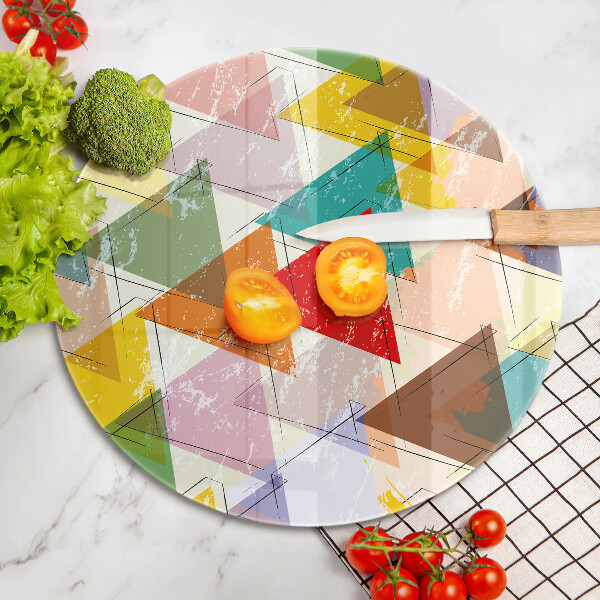 Üveg vágódeszka Festett háromszögek