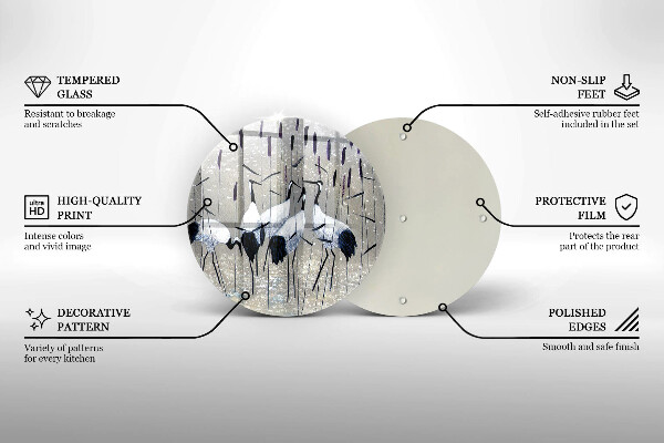 Üveg vágódeszka Japán daruk