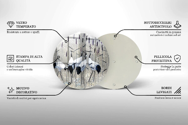 Üveg vágódeszka Japán daruk