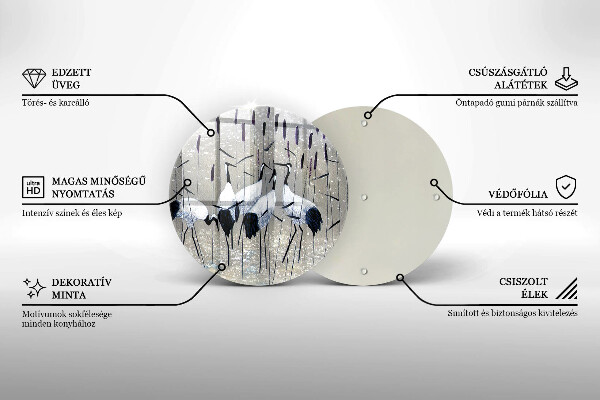 Üveg vágódeszka Japán daruk