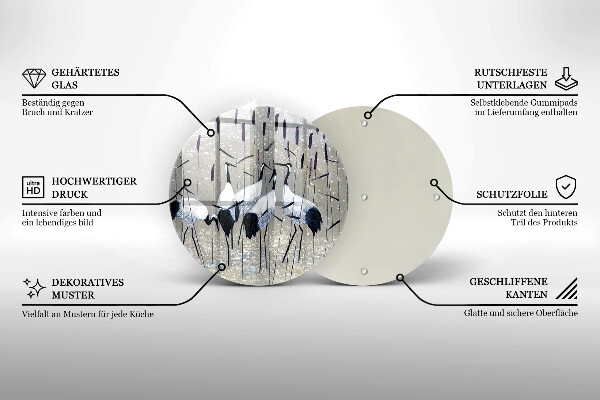 Üveg vágódeszka Japán daruk