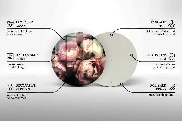 Üveg vágódeszka Bazsarózsa virágok