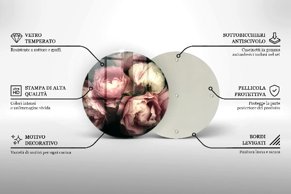 Üveg vágódeszka Bazsarózsa virágok