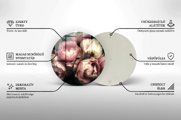 Üveg vágódeszka Bazsarózsa virágok
