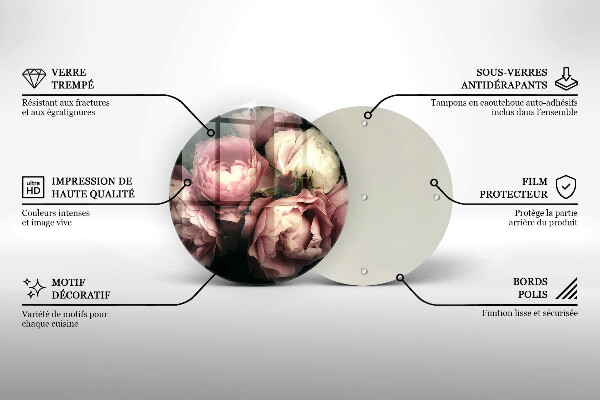 Üveg vágódeszka Bazsarózsa virágok