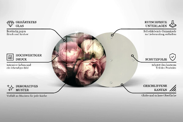 Üveg vágódeszka Bazsarózsa virágok