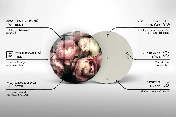 Üveg vágódeszka Bazsarózsa virágok