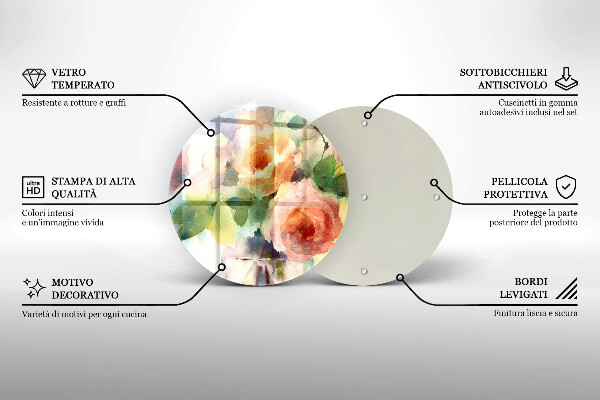 Üveg vágódeszka Festett virágok