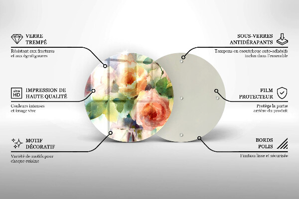 Üveg vágódeszka Festett virágok