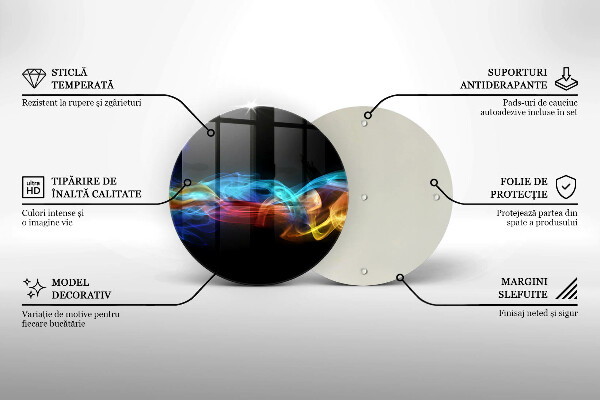 Üveg vágódeszka Színes füst