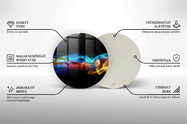 Üveg vágódeszka Színes füst