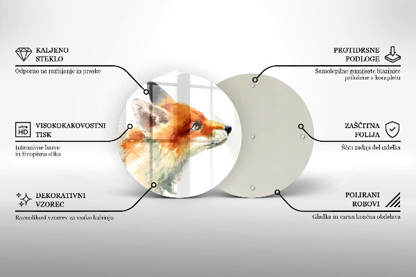 Üveg vágódeszka Festett róka