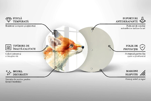 Üveg vágódeszka Festett róka